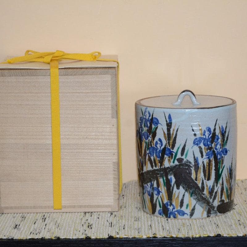 茶道具　萬古焼　乾山写八ツ橋水指　美品　萬古窯　加賀瑞山　送料込み