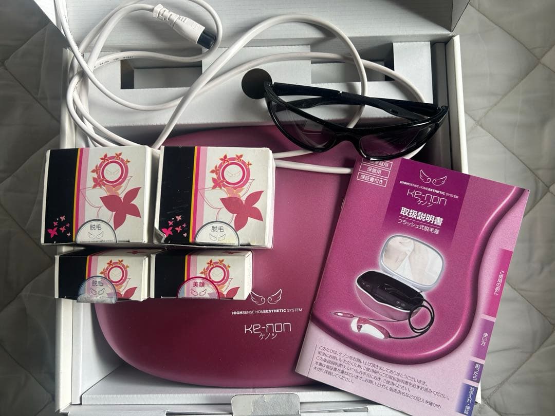 ケノン フラッシュ式脱毛器 ピンク カートリッジ5点