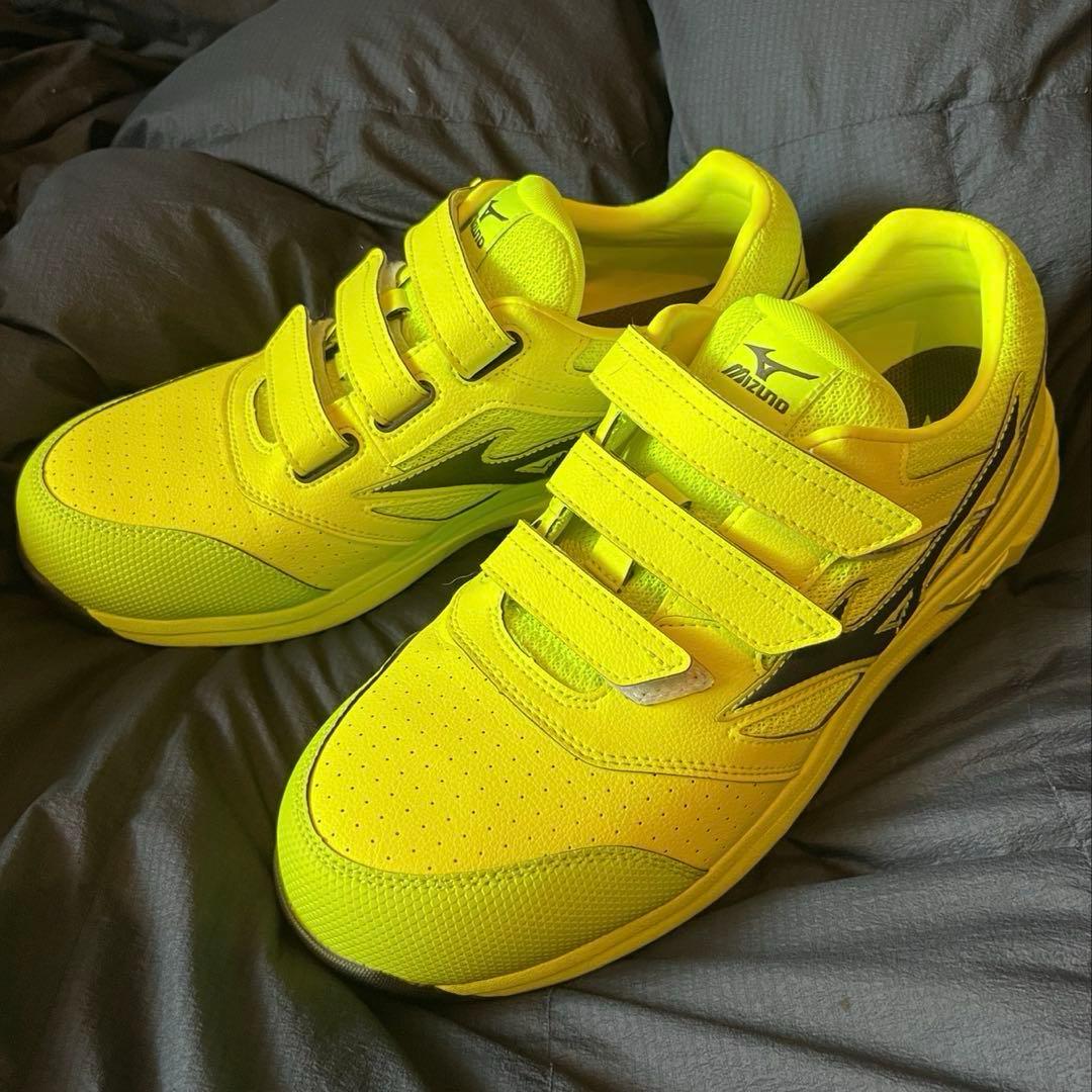 Mizuno 蛍光イエロー 安全靴 オールマイティベルクロ27cm