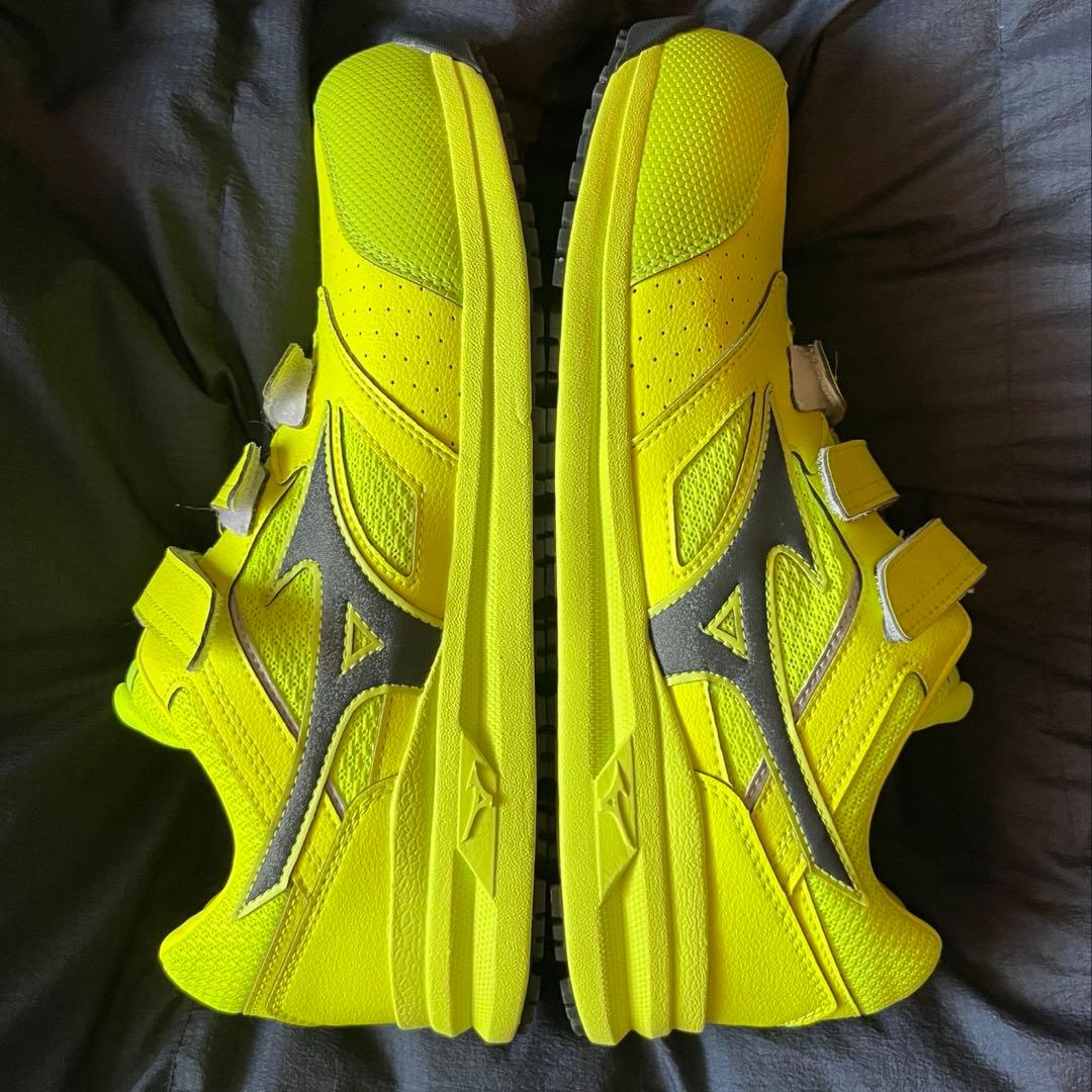 Mizuno 蛍光イエロー 安全靴 オールマイティベルクロ27cm