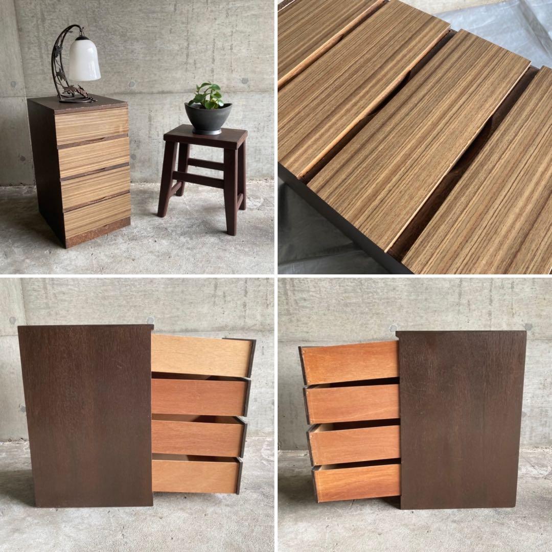 引き出し チェスト 書類 小物入れ 木目調 4段 収納 木製 当時物 昭和レトロ