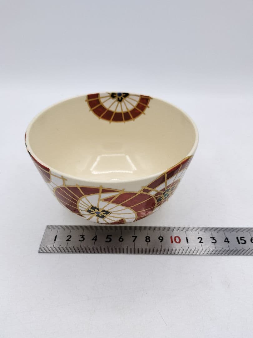 c878【新品・未使用】茶碗 紅白傘 伊藤東山 紙箱 茶道具