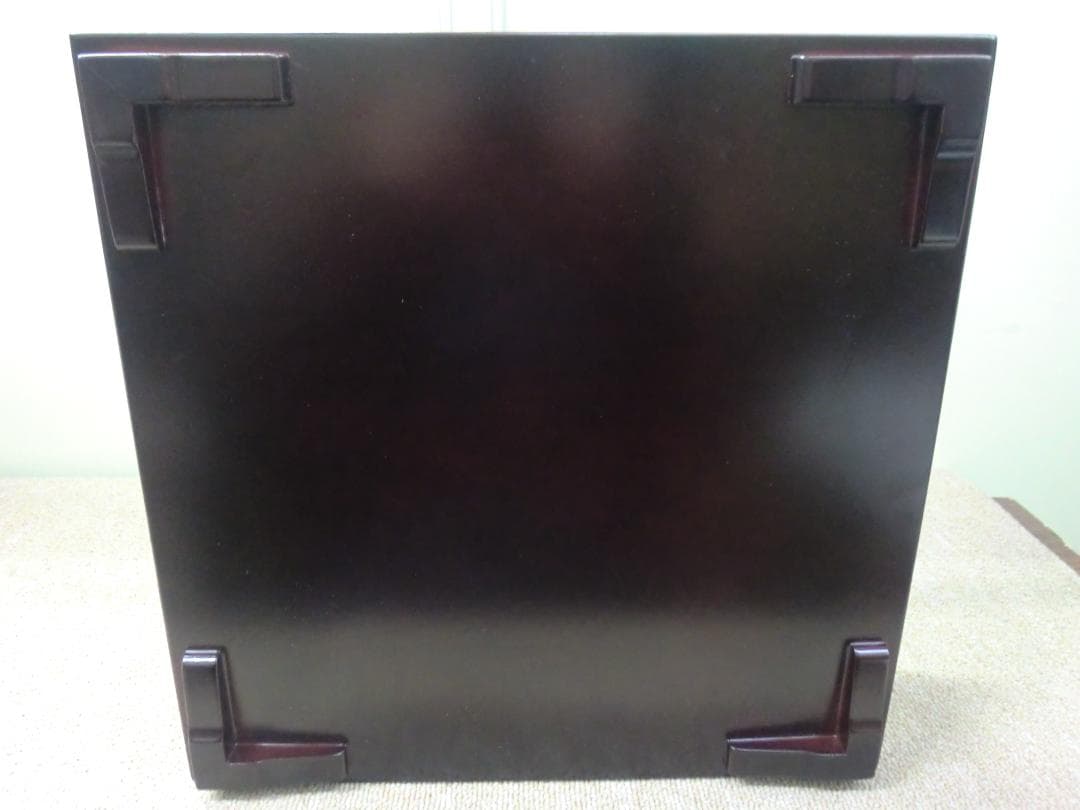 【中古品】輪島塗 久世宗春 四方棚 鉋目溜塗 猪目透 宗徧流 宗偏流