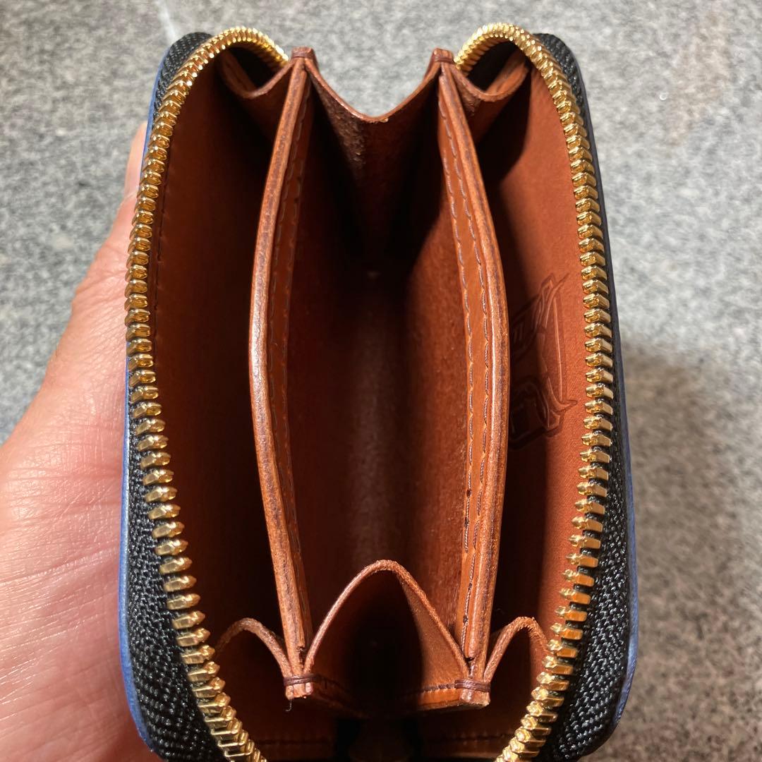 ラウンドファスナーType1 mini ルガト紺、オイルレザー