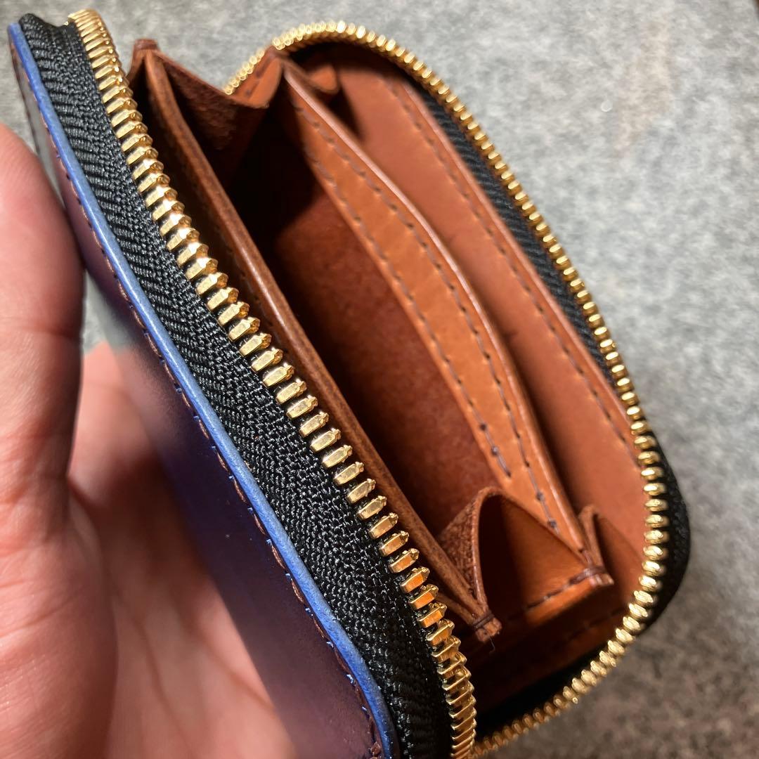 ラウンドファスナーType1 mini ルガト紺、オイルレザー