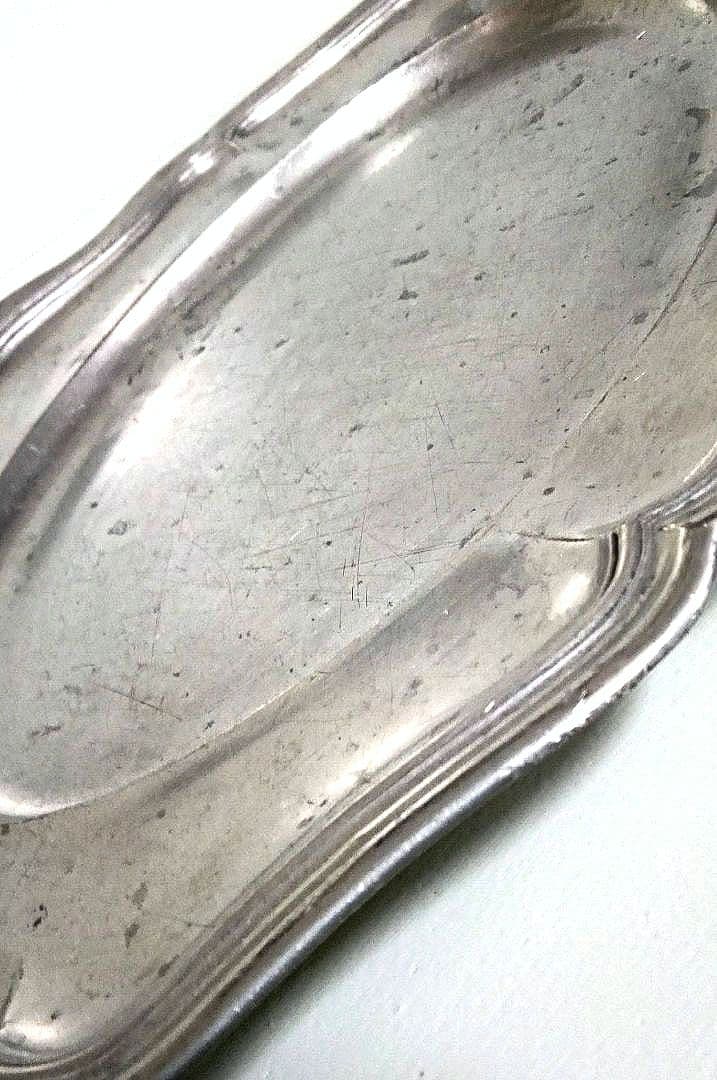 フランスアンティーク　プレート　ピューター　特大　エタン