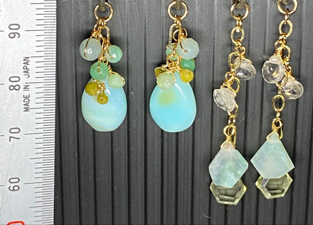 【初秋ブルー】ペルビアンブルーオパール☆天然石ピアス