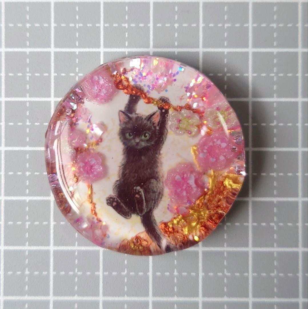 レジン　猫　ヘアゴム　ブローチ　ポニーフック　No.570