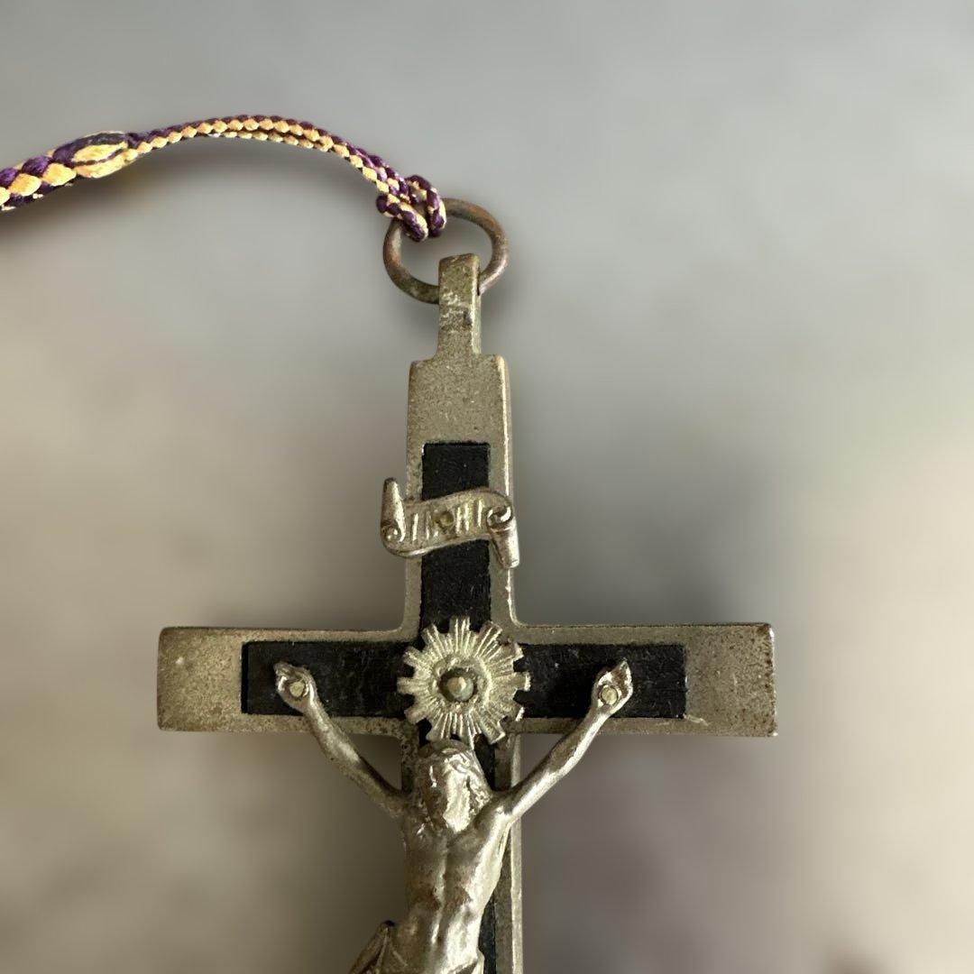 携帯　お祈り　金属製キリスト像付き十字架