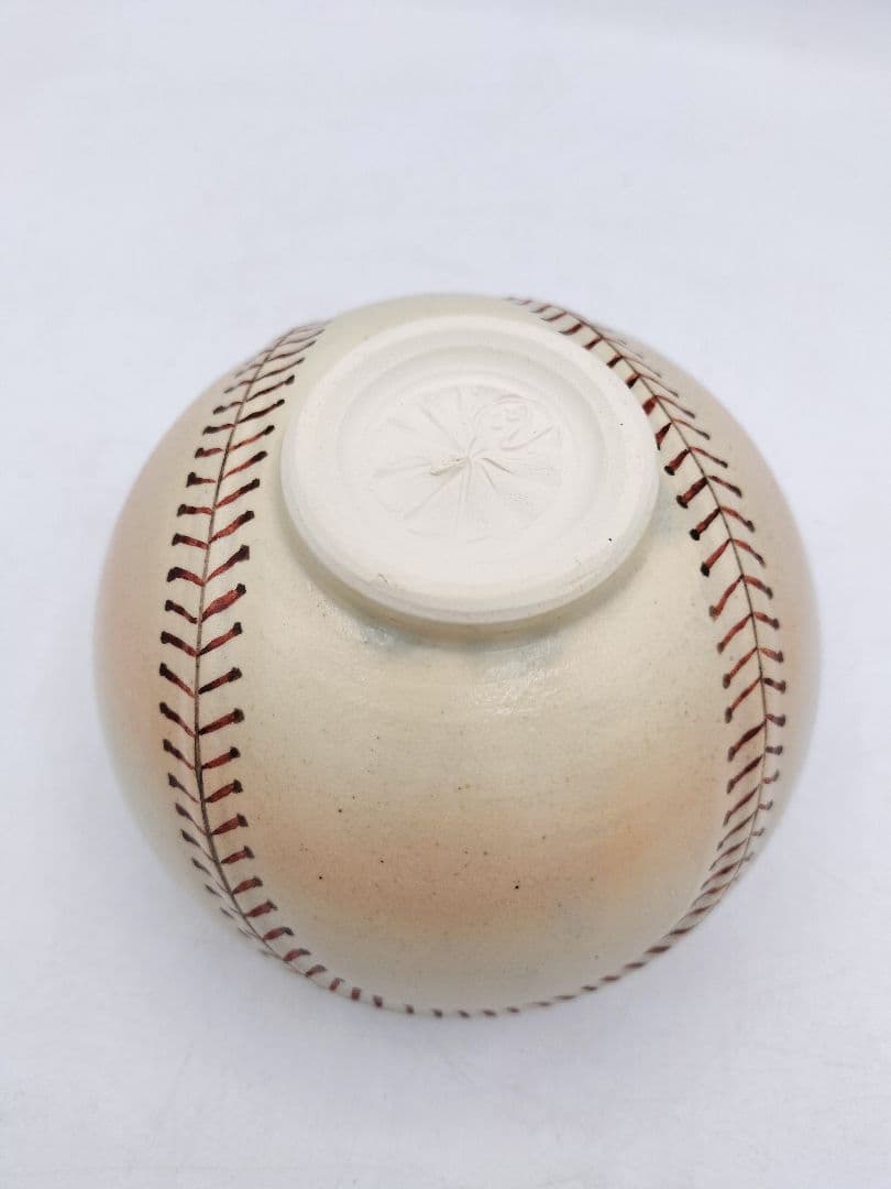 d065【新品・未使用】野球ボール茶碗・国産真茶筌セット 中村良二 木箱 茶道具