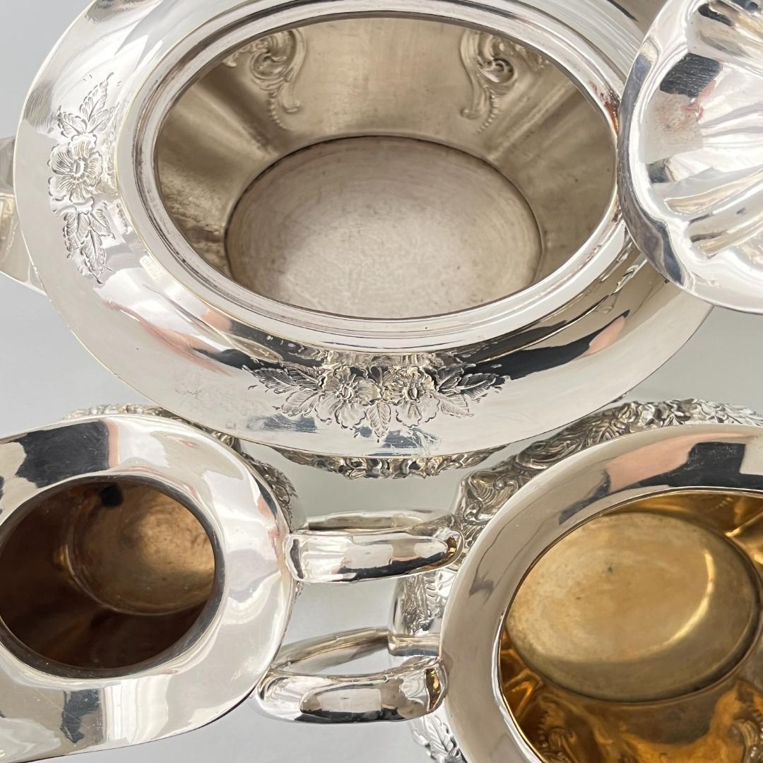 【Pinder Brothers】 ローズのティーセット 3点 薔薇のレリーフ