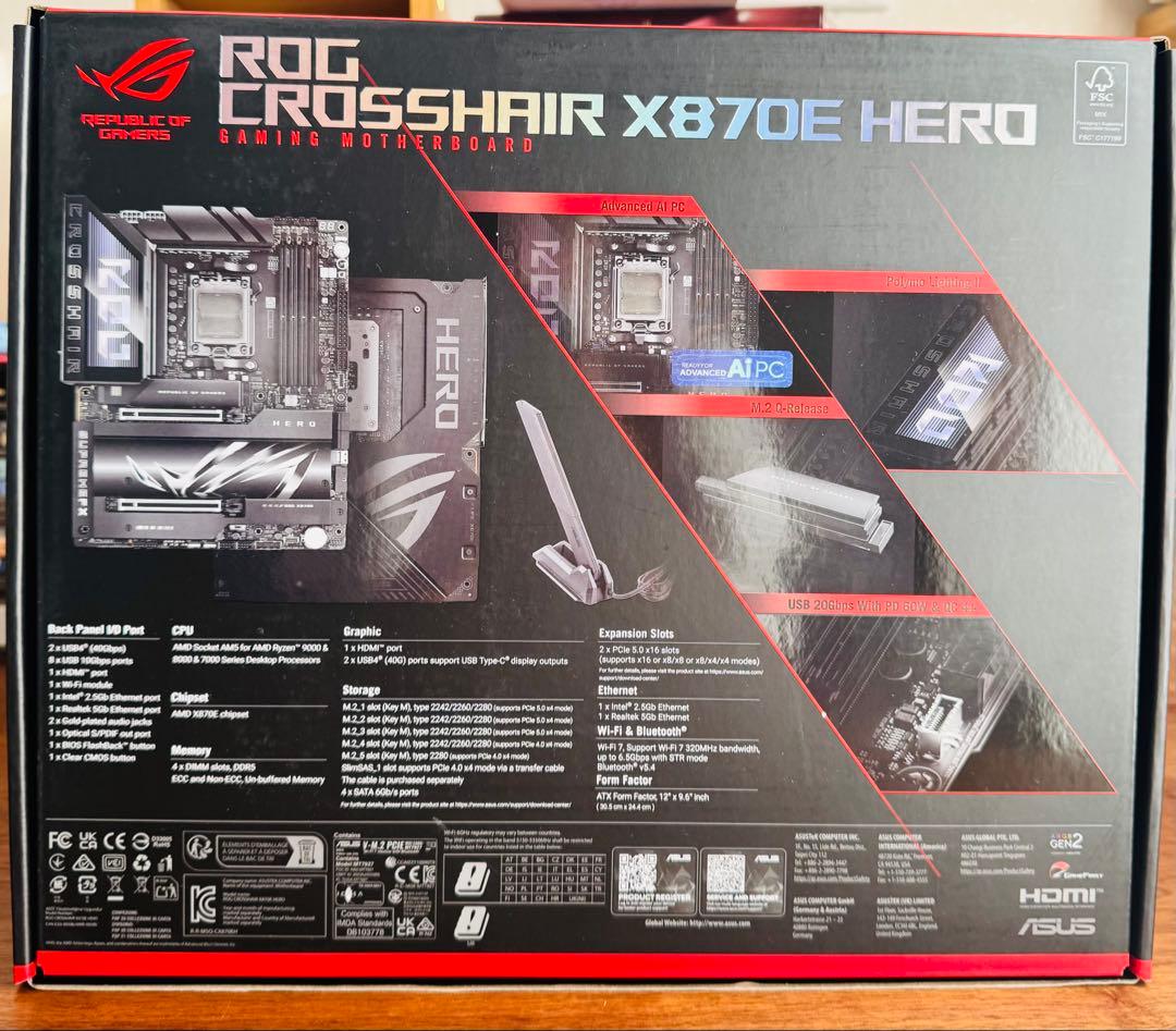 ROG CROSSHAIR X870E HERO AM5 動作確認済