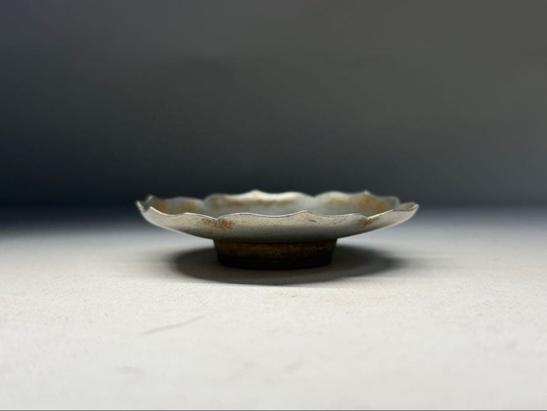 煎茶道具 「乾隆年製」錫製 茶托5客 時代品