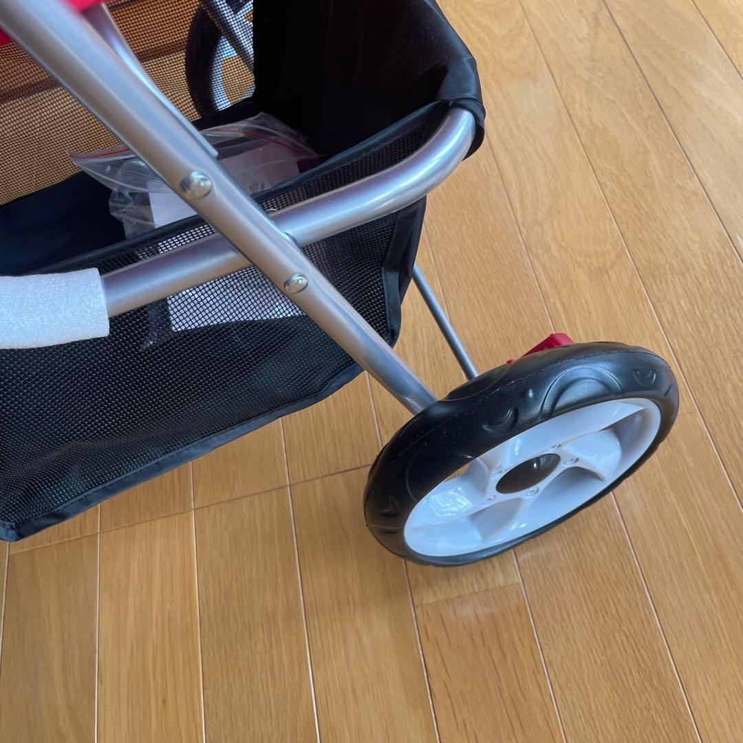 赤　レッド　ペットカート ペットバギー　折りたたみ　前輪回転式