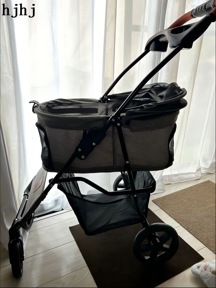 軽量ワンタッチ折り畳みペットカート：360°回転・耐荷重15kg・飛び出し防止
