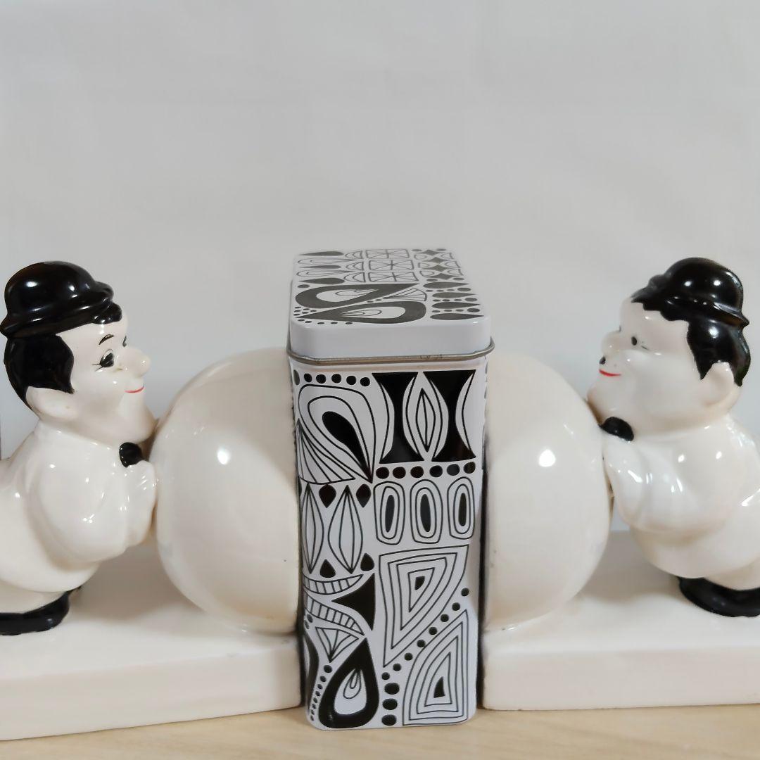 希少 ローレル＆ハーディ ブックエンド 陶器製 ビンテージ レア オブジェ