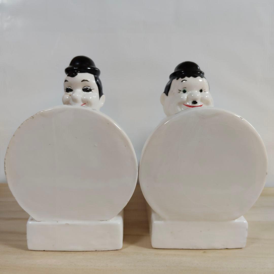 希少 ローレル＆ハーディ ブックエンド 陶器製 ビンテージ レア オブジェ