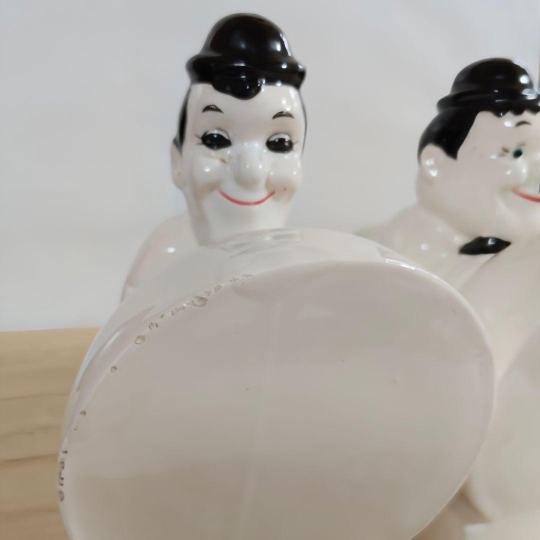 希少 ローレル＆ハーディ ブックエンド 陶器製 ビンテージ レア オブジェ