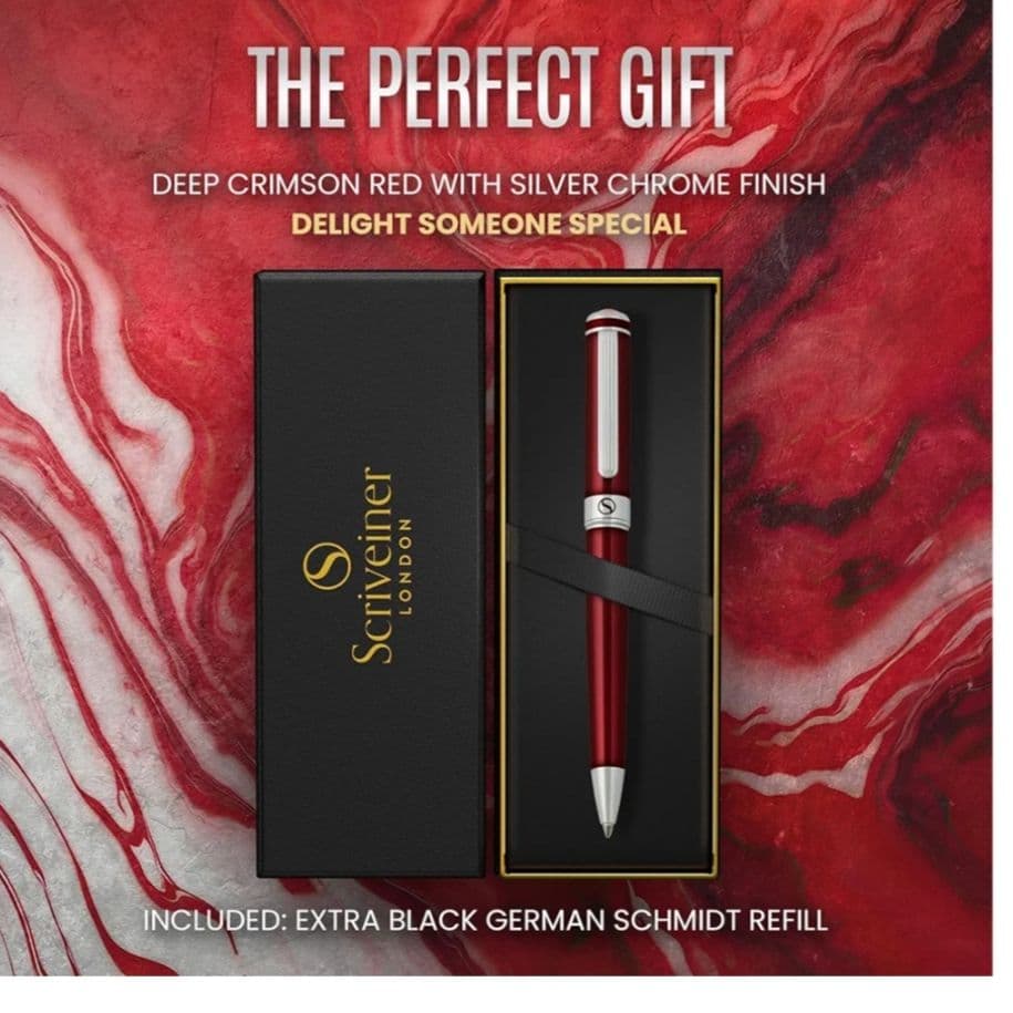 新品Scriveiner Deep Crimson Ballpoint Pen