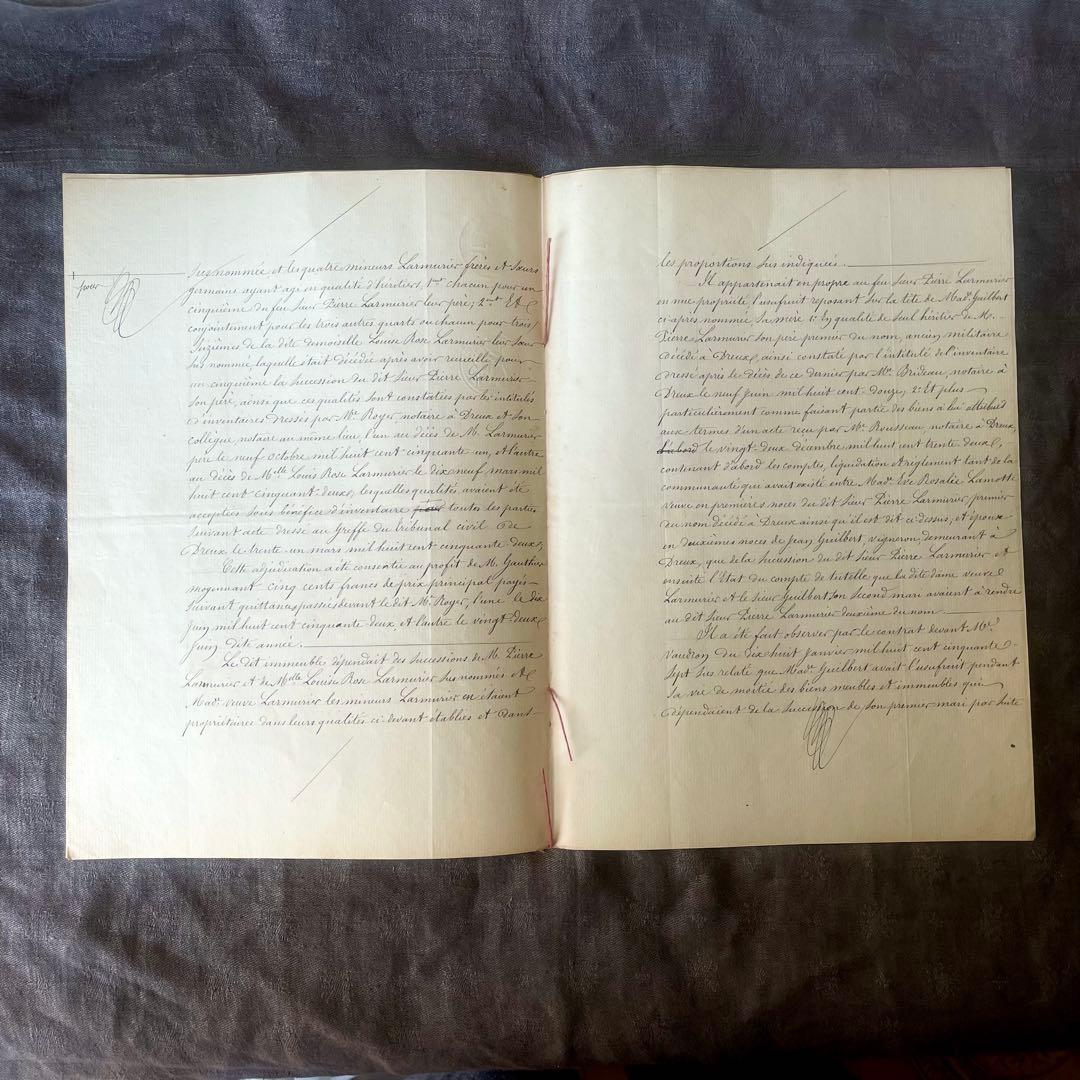 マニュスクリ2冊セット10枚 手書き公文書　カリグラフィー フランスアンティーク