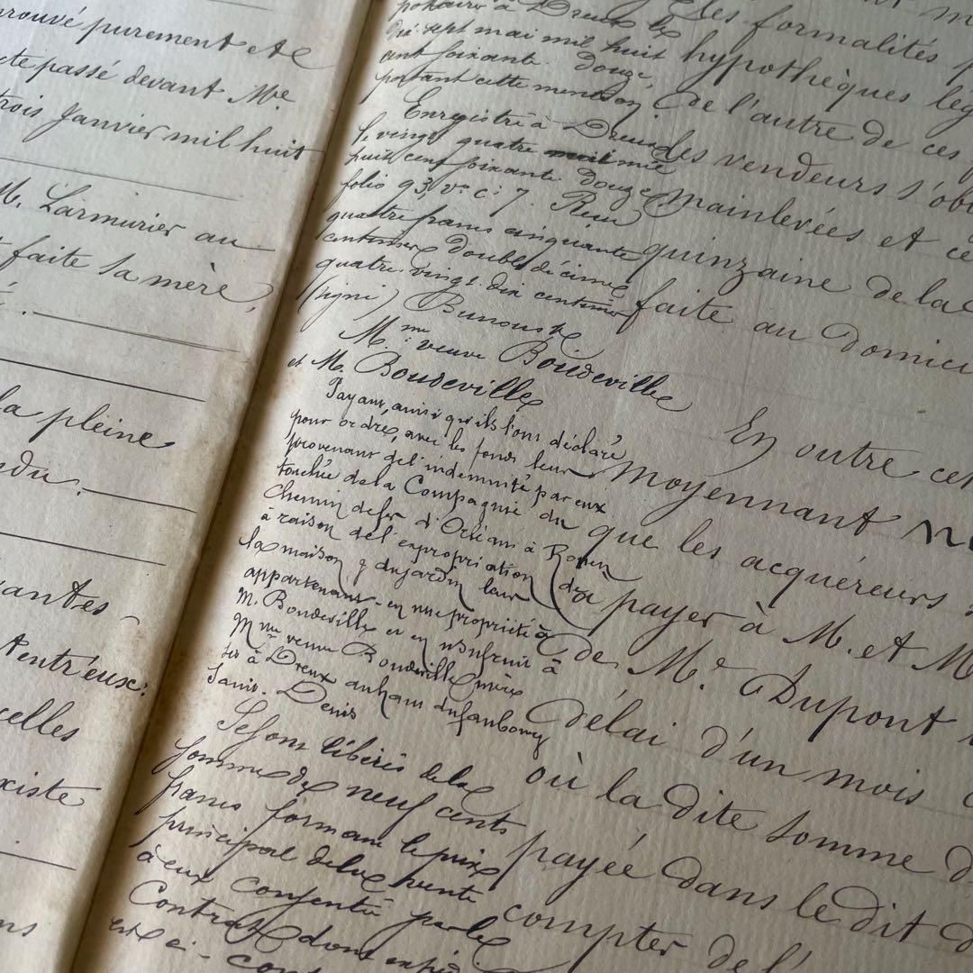 マニュスクリ2冊セット10枚 手書き公文書　カリグラフィー フランスアンティーク