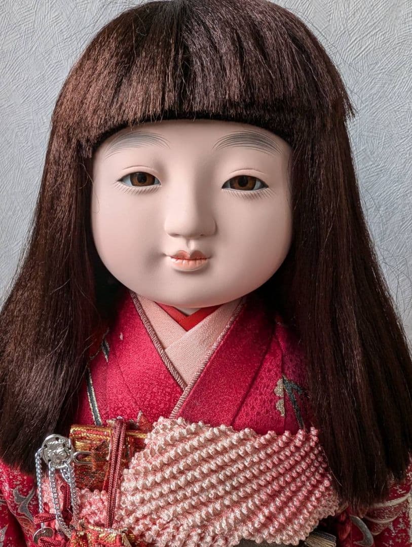 市松人形 赤い衣装 伝統的な工芸品　寿喜代作