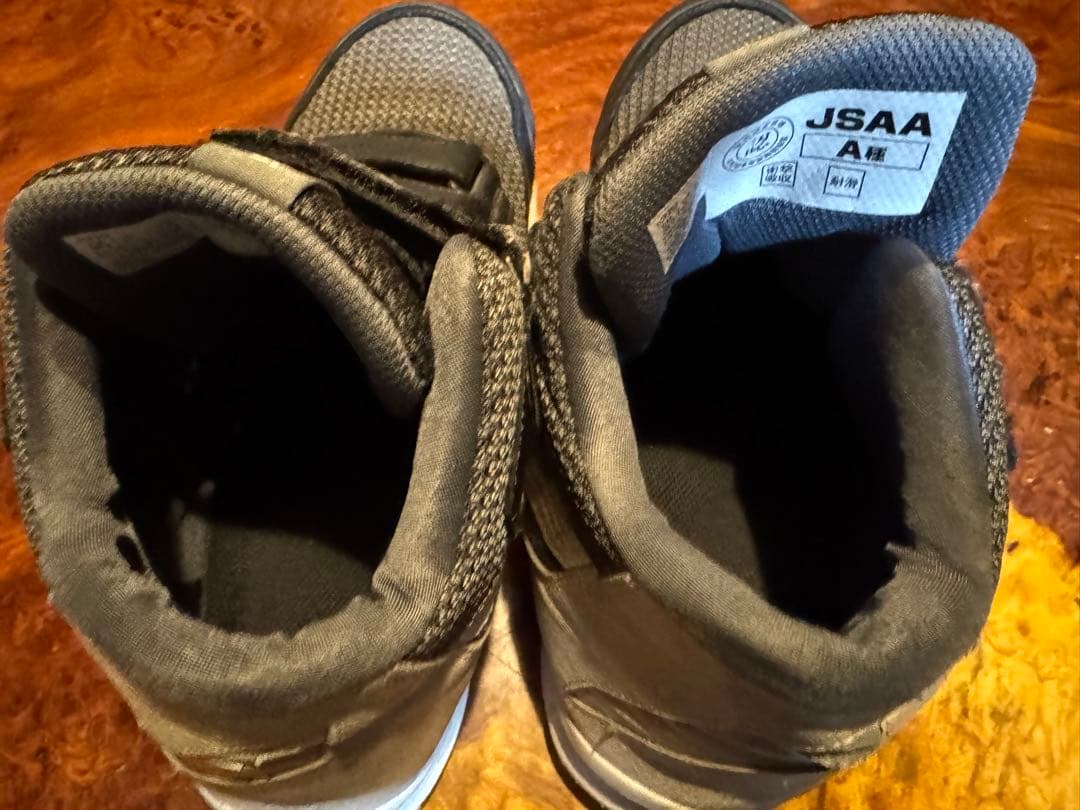 asics安全靴ハイカットベルクロ黒白28cm 使用感多