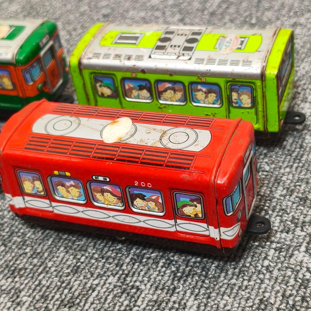 電車 ブリキ　おもちゃ　レトロカー 日本製 金属製　バス型ミニチュア 4台セット