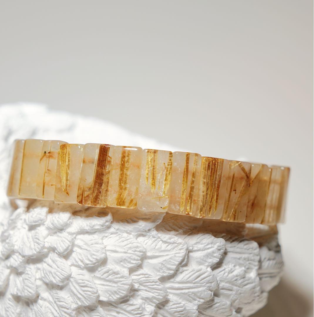 ゴールドルチルクォーツ バングル ブレスレット パワーストーン 金運 天然石