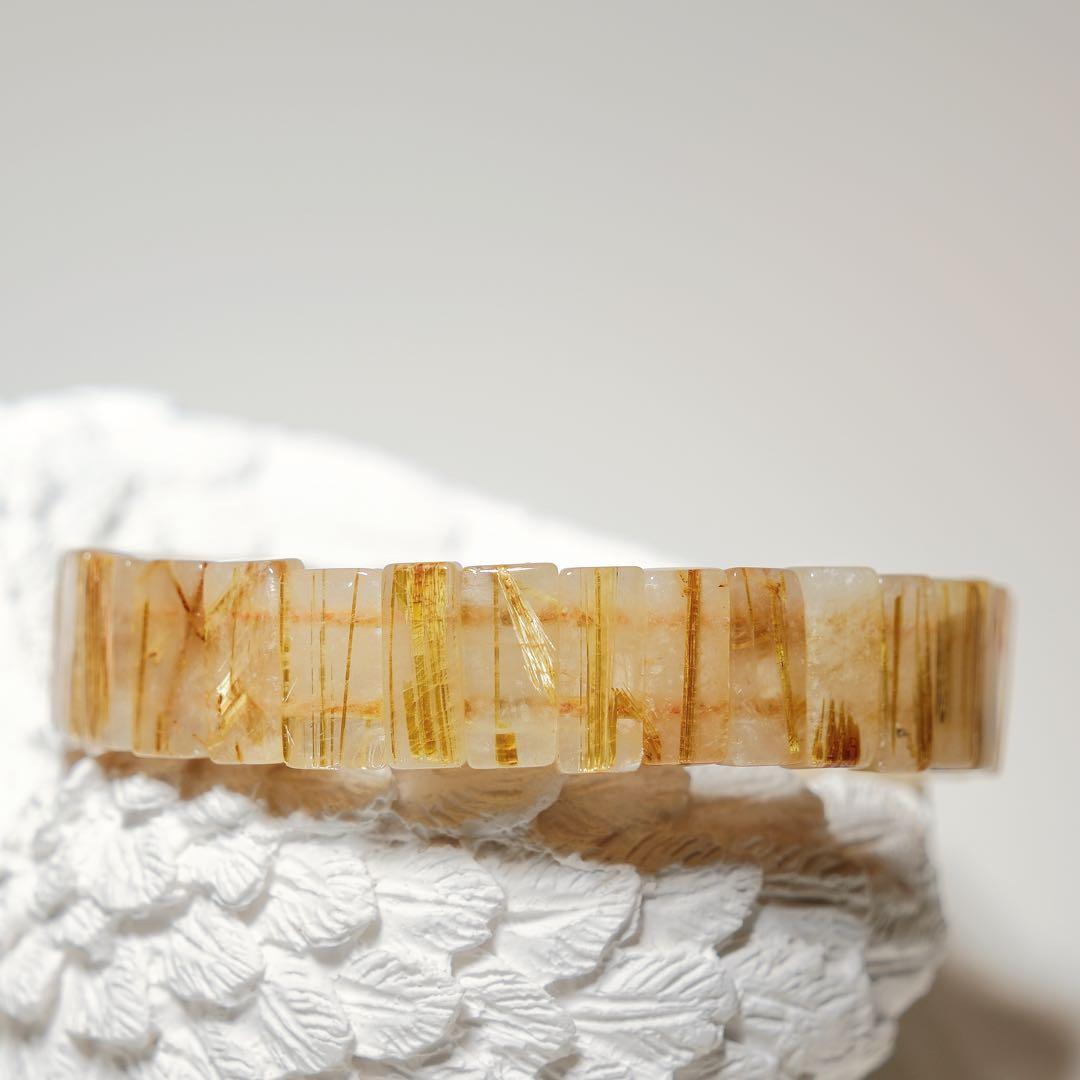 ゴールドルチルクォーツ バングル ブレスレット パワーストーン 金運 天然石