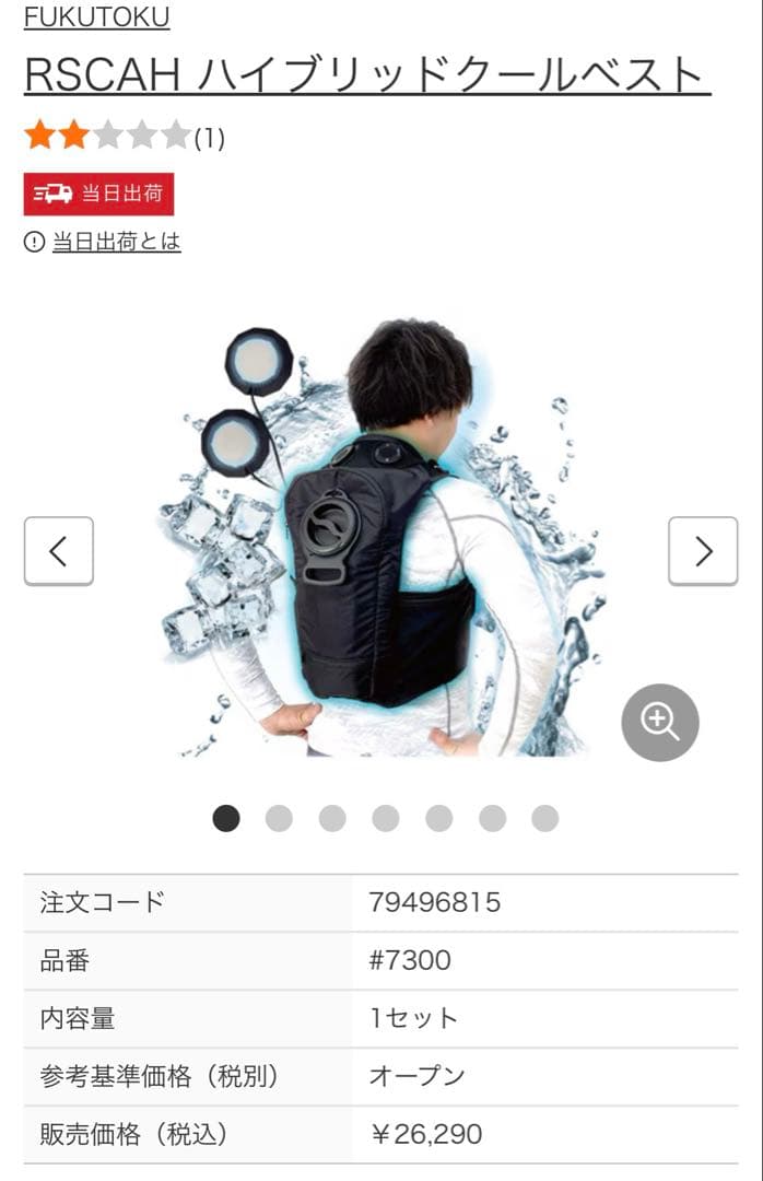 新品未使用！即日発送！ハイブリッドクールベスト　(RSCAH 福徳産業)