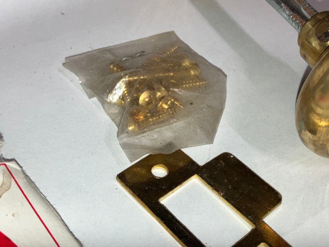 昭和レトロ 真鍮 ドアノブ チェリークラウン印 カギ付 ビンテージ 丸型 現状品