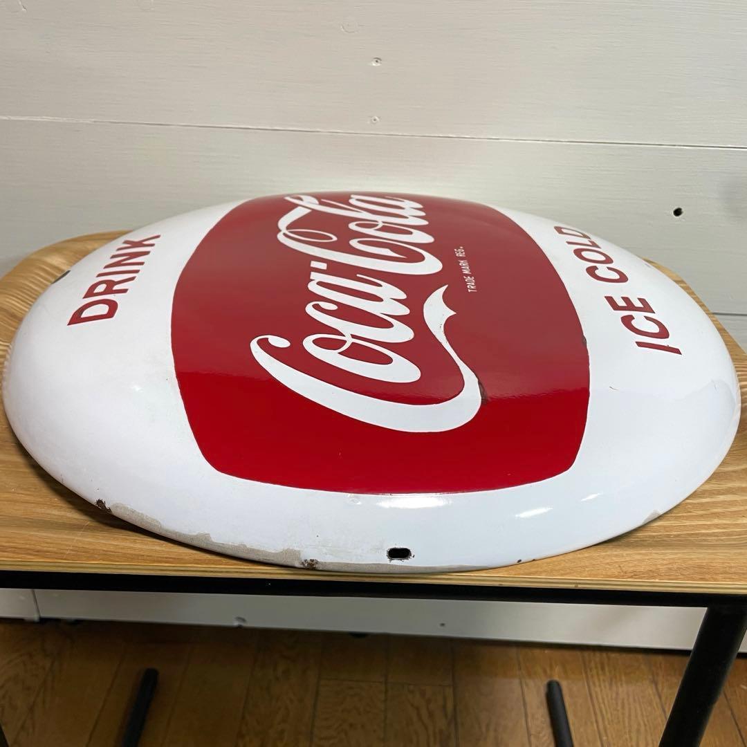 【希少】コカコーラ 40cm 白ボタン ホーロー看板 ビッグサイズ ヴィンテージ