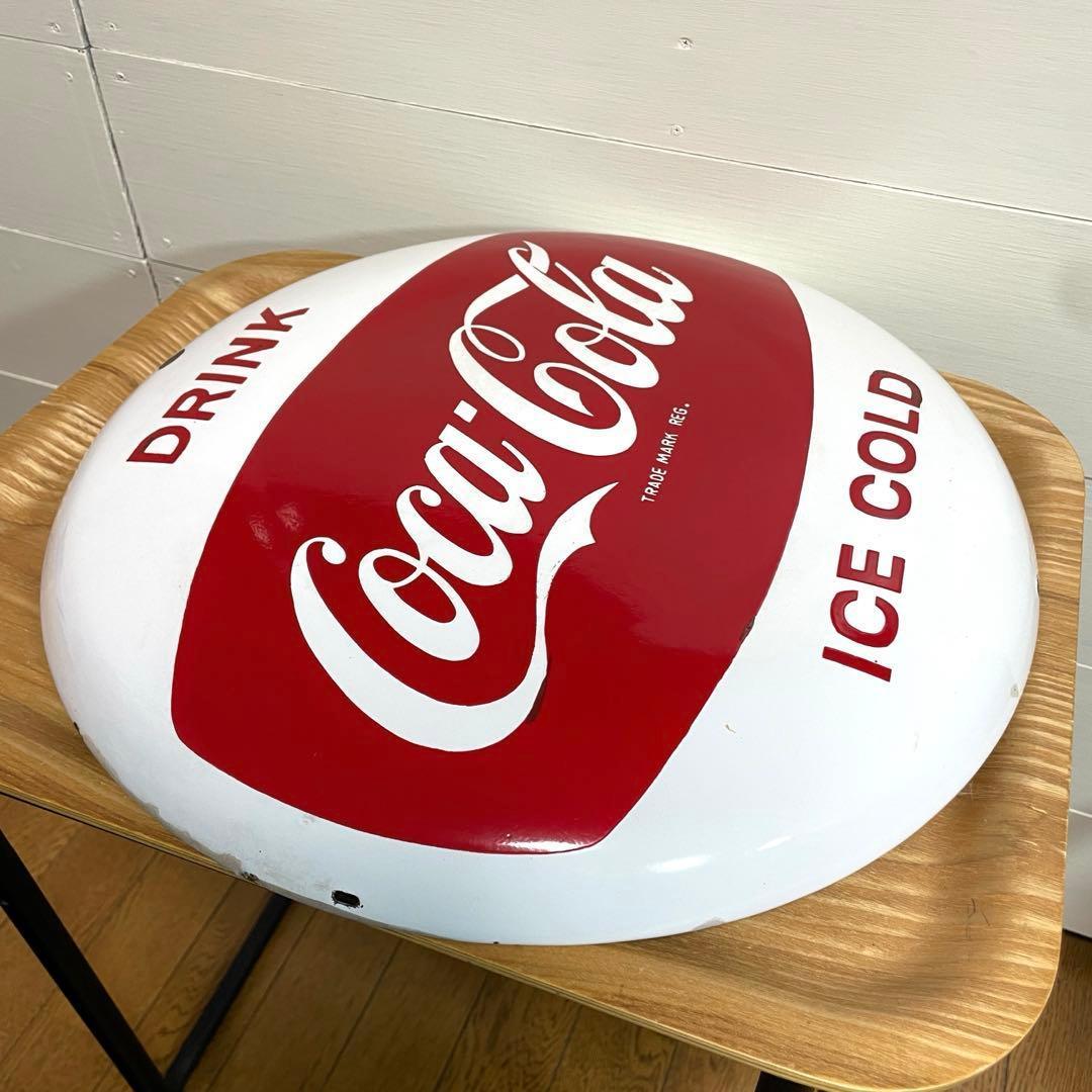 【希少】コカコーラ 40cm 白ボタン ホーロー看板 ビッグサイズ ヴィンテージ