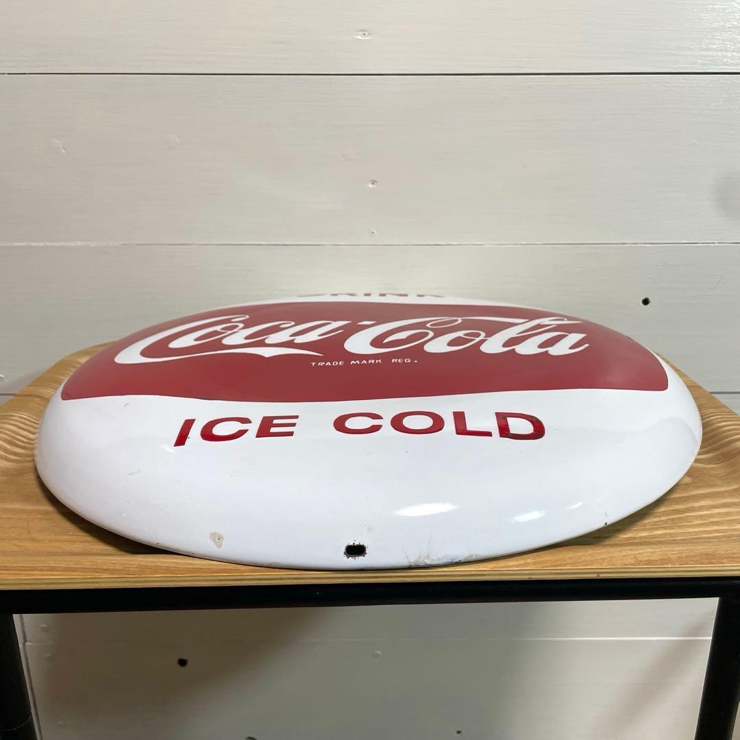 【希少】コカコーラ 40cm 白ボタン ホーロー看板 ビッグサイズ ヴィンテージ