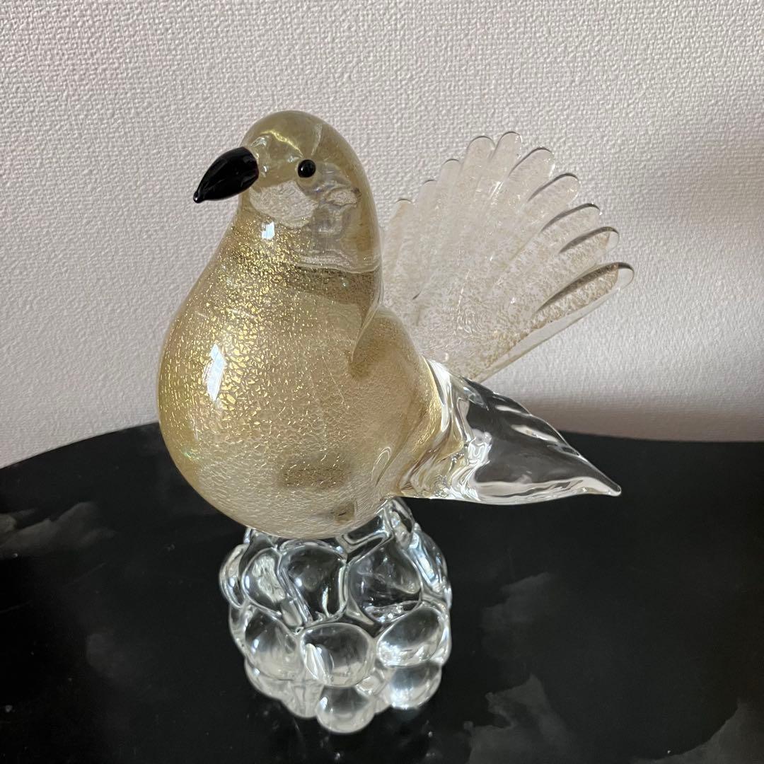 ヴェネチアングラス　 ムラーノ　 ガラス置物　硝子細工 ハト　鳩　鳥