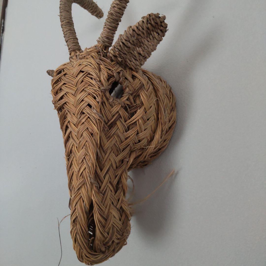 ヤギ　籠　アニマル　動物　壁飾り　アニマルヘッド　インテリア　壁掛け