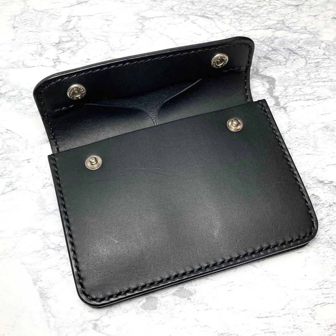 本革 コンパクト財布 メンズ ギャルソンウォレット 小銭入れ 黒 レディース