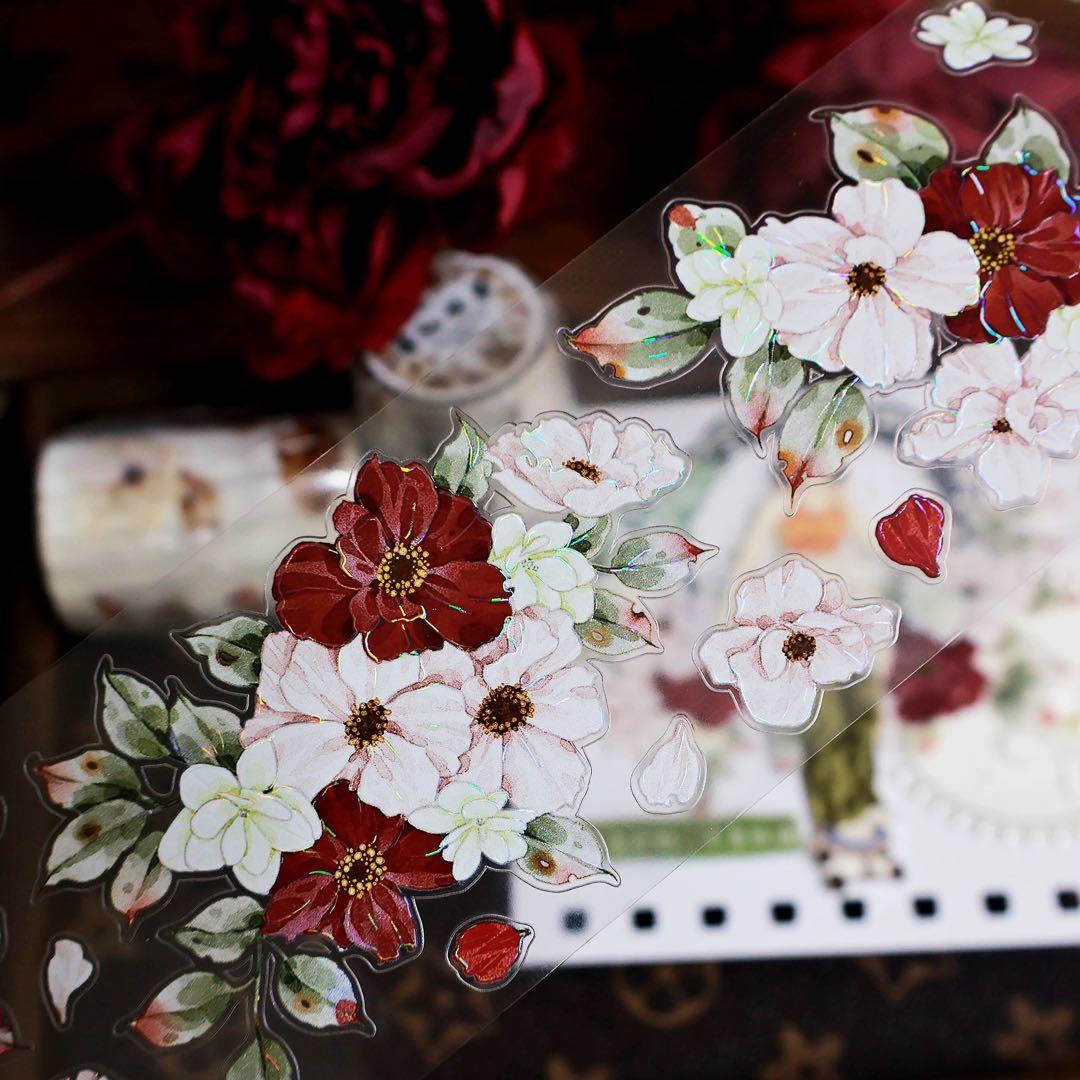 繁花文创《霜红棕染》海外マスキングテープ　マステ 【2663】