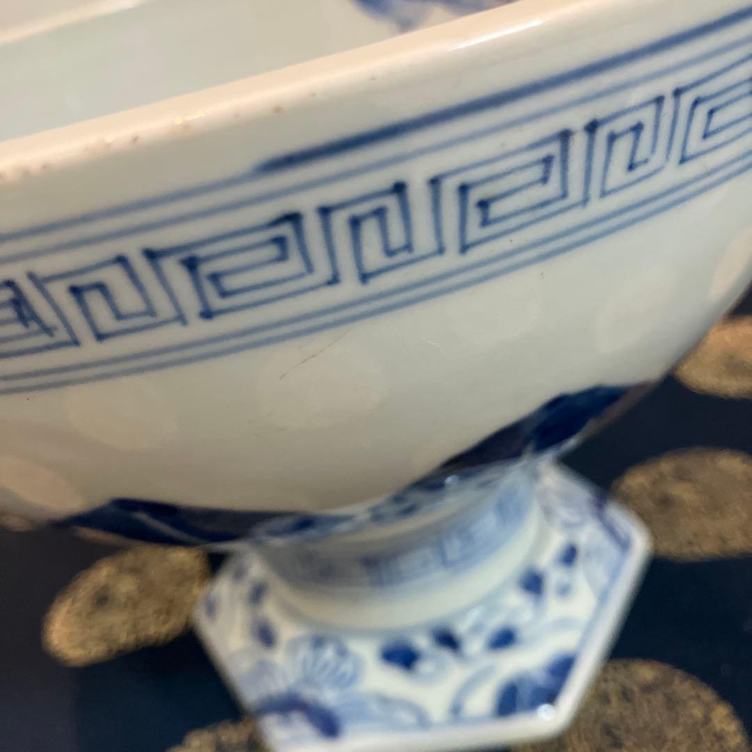 九谷 古染付盃洗 コンポート 花器 アンティーク