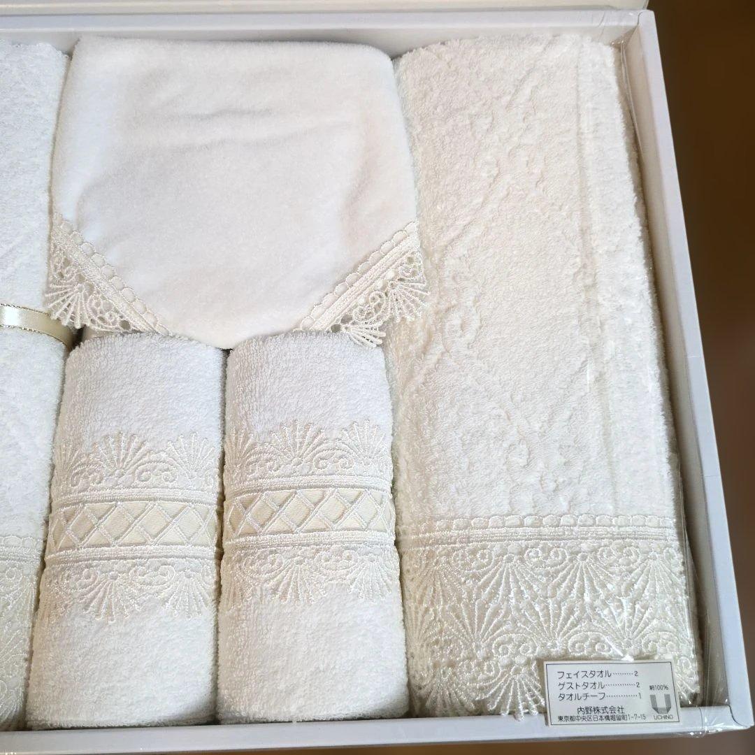 Chikizawa ホワイト 白 レースタオルセット 5点 近沢レース