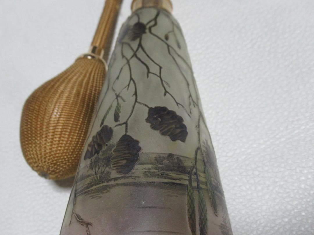 1890年頃定価60万◆ドーム・ナンシー『冬景色クマシデ文』香水瓶 高さ22cm
