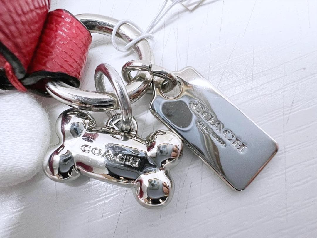 使用感なし　美品　COACH　コーチ　ドッグカラー　首輪　レッド　シルバー