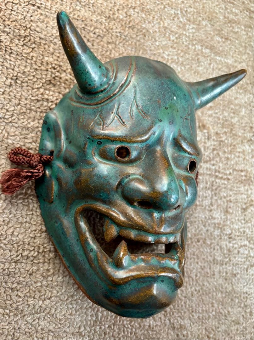青銅 鬼の面 角付き