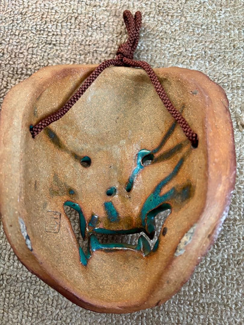 青銅 鬼の面 角付き