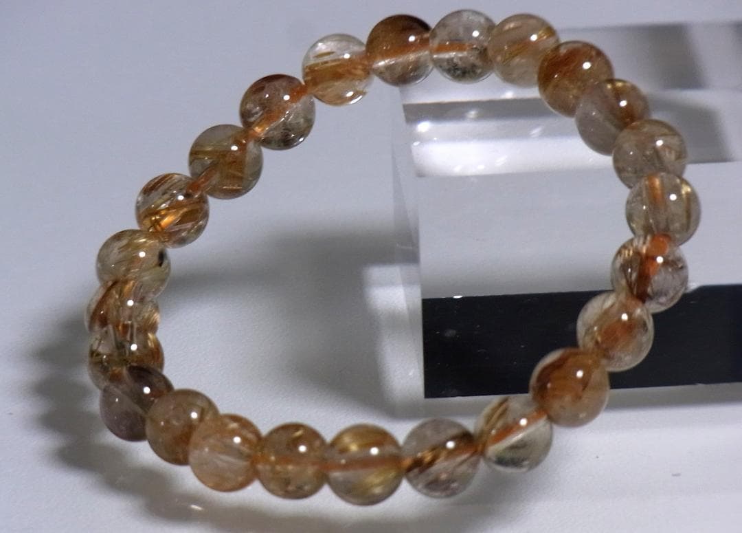 ルチルクォーツ(タイガータイチンルチル)「金運、財運ブレスレット」７．５～８mm