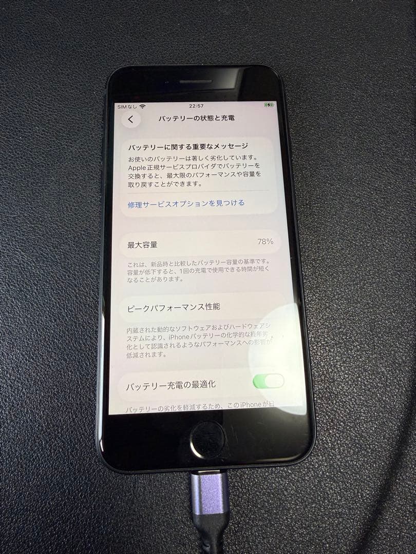 Apple iPhone SE バッテリー最大容量79%本体中古＋ケーブル
