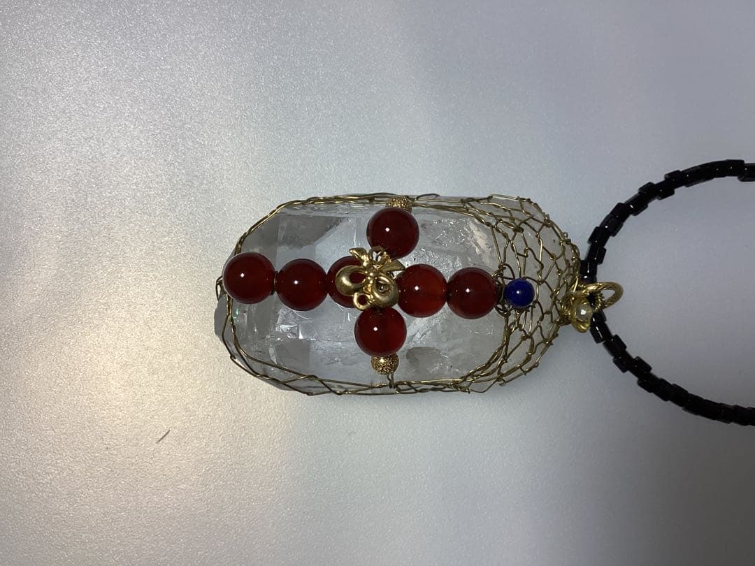 ワイヤーアート　ペンダントトップ　クリスタル　クロス