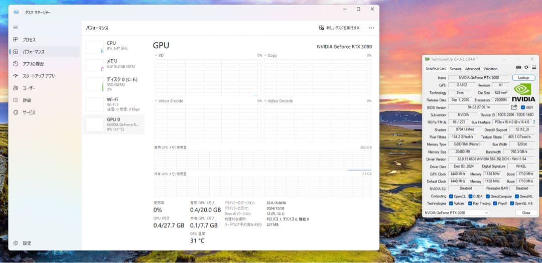 ASUS RTX 3080 20GB TUF Gaming AI用
