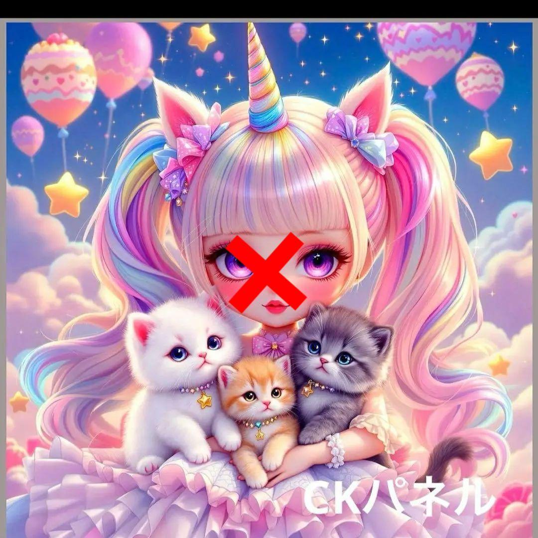 激レア20枚限定女の子とねこパネル生地　ハンドメイド